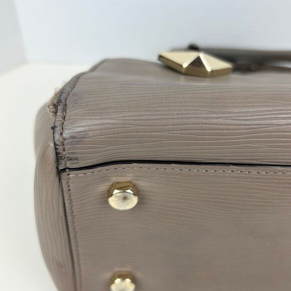 Rebecca Minkoff Perry Satchel Structured Leather Crossbody Bag Grey Taupe Handle - Picture 9 of 16